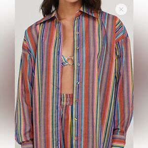 Charlie Holiday Anthropologie Multi stripe Maple shirt New With Tags
